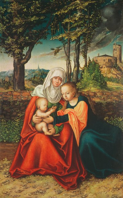 La Virgen María con Santa Ana sosteniendo al niño Jesús de Lucas Cranach the Elder